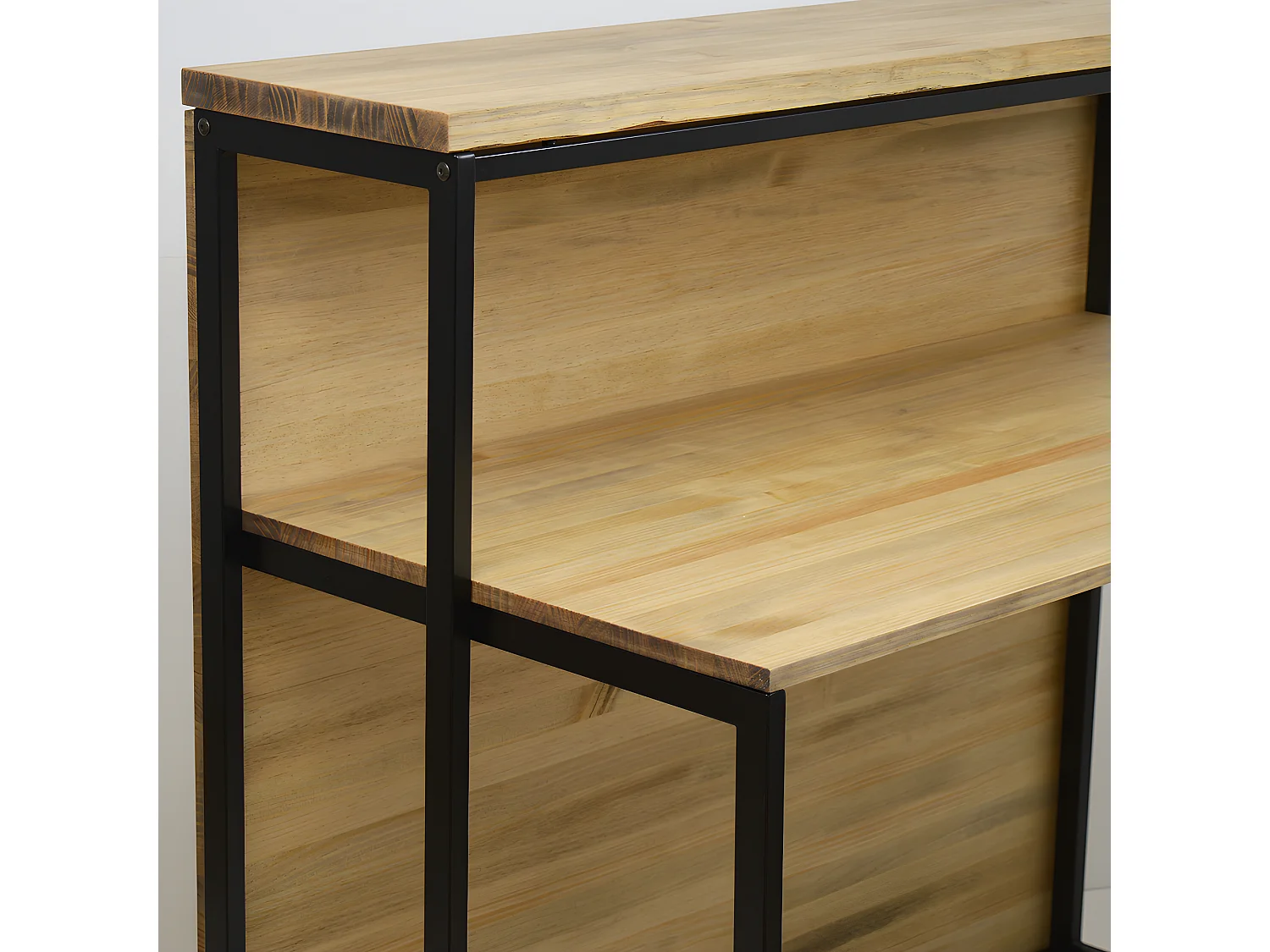Mostrador iCub con mesa 60x120x110cm Negro en madera maciza de pino acabado vintage estilo industrial Box Furniture