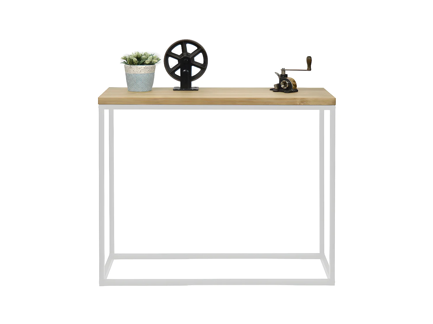 Table d'entree-console Icub industriel vintage 35x100x82 cm 30mm Blanc