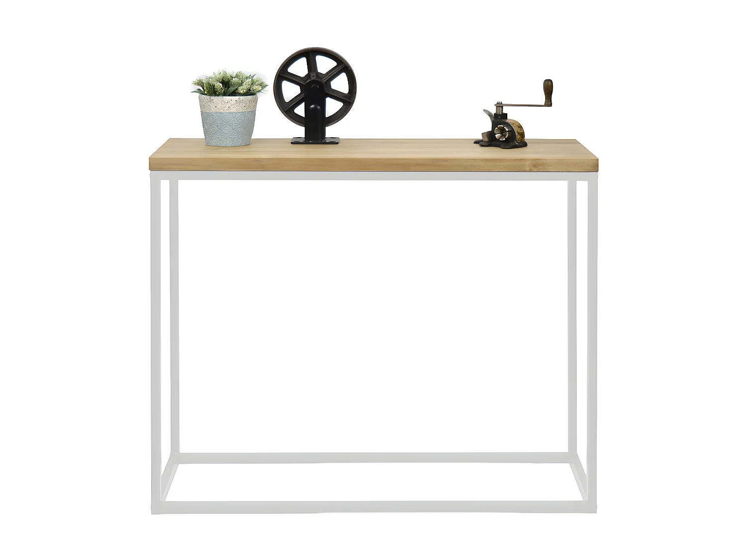 Table d'entree-console Icub industriel vintage 35x100x82 cm 30mm Blanc