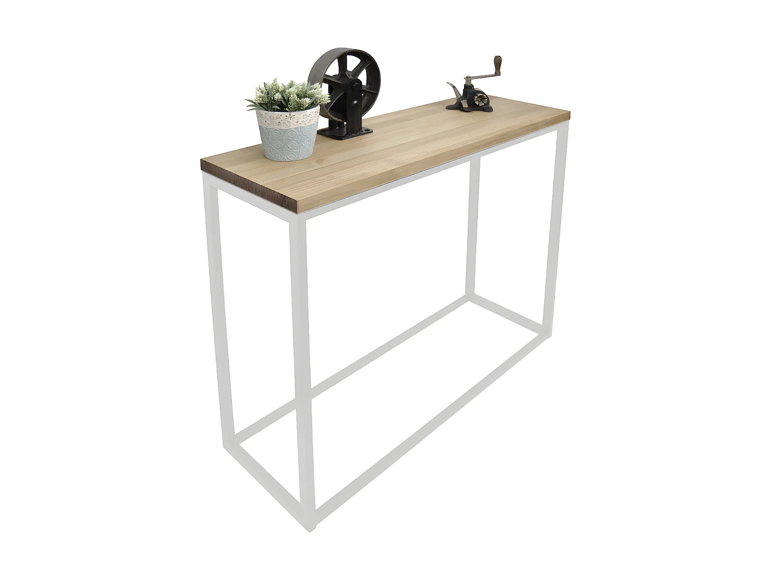 Table d'entree-console Icub industriel vintage 35x100x82 cm 30mm Blanc