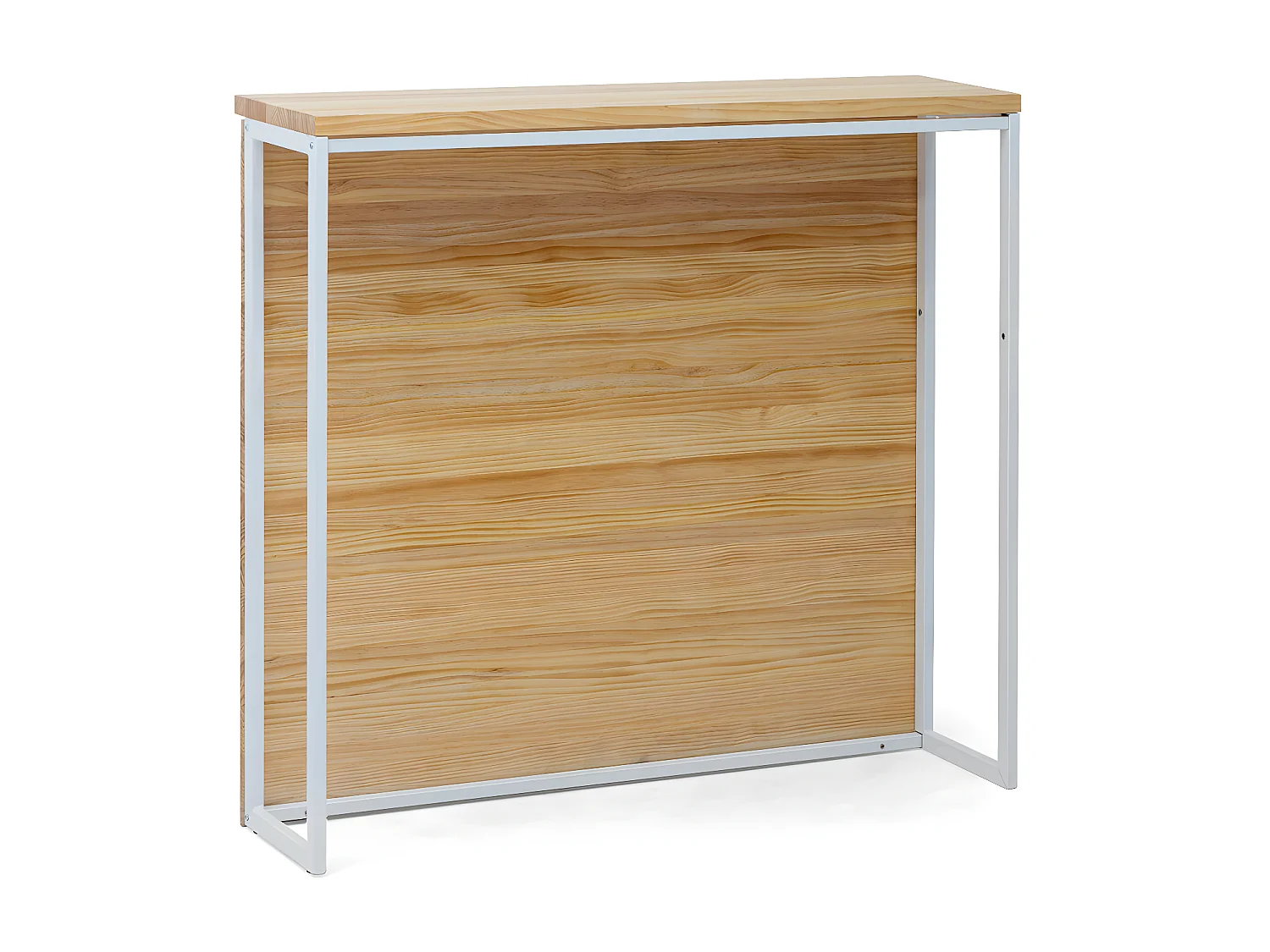 Mostrador iCub 120x30x110cm Blanco en madera maciza de pino acabado natural estilo nórdico industrial Box Furniture