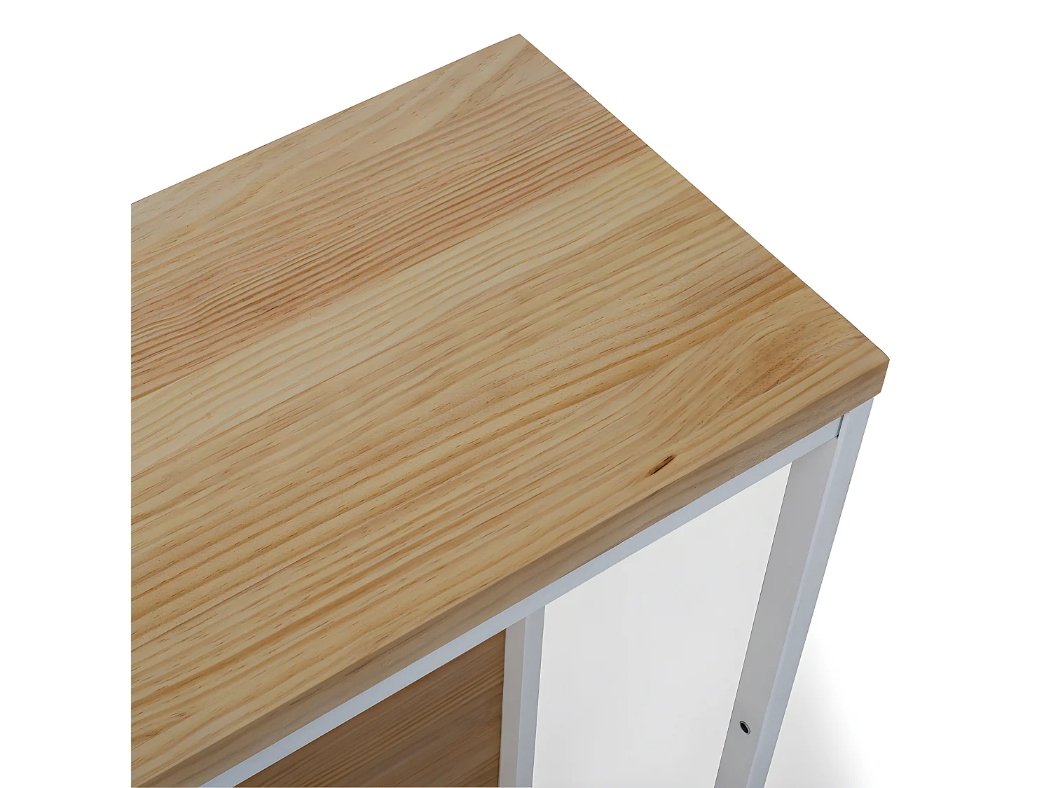 Mostrador iCub 120x30x110cm Blanco en madera maciza de pino acabado natural estilo nórdico industrial Box Furniture