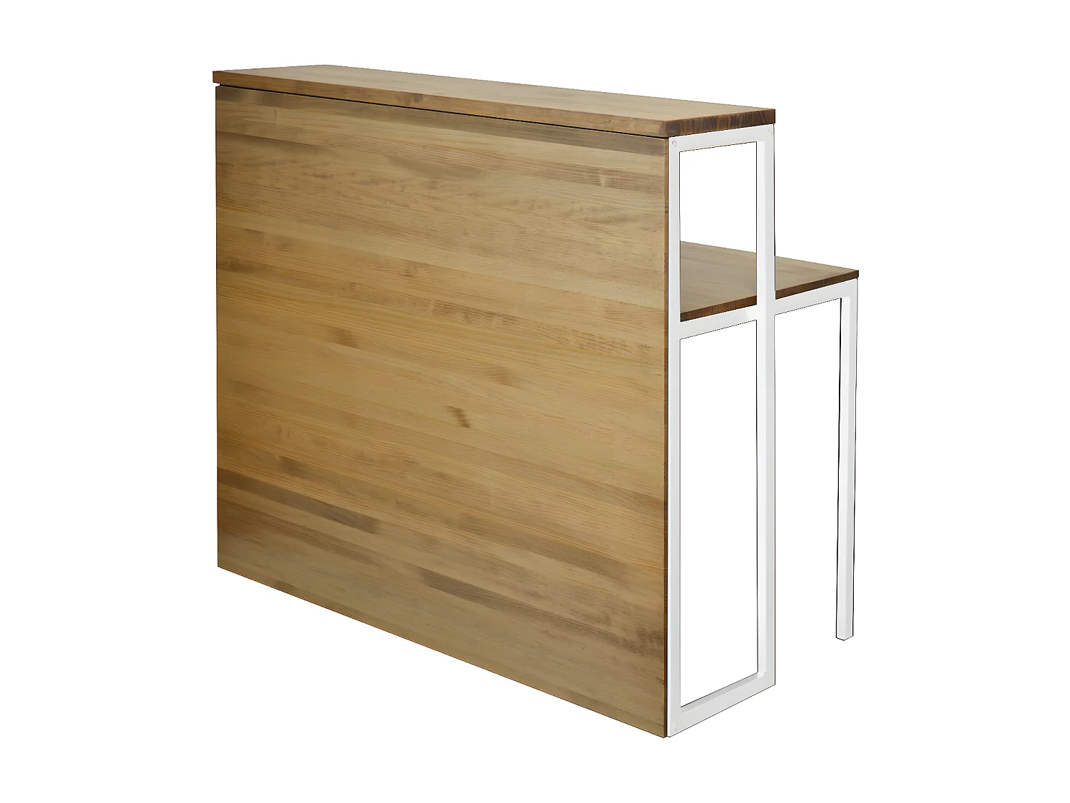 Comptoir Icub avec bureau Style industriel 120x62x110  Blanc – Vieilli