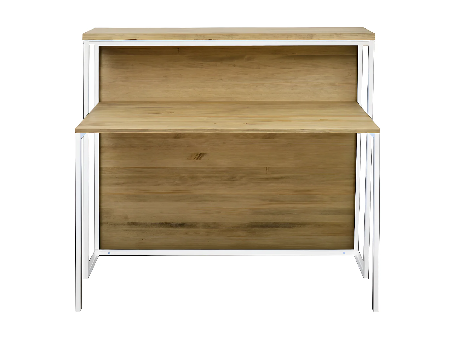 Comptoir Icub avec bureau Style industriel 120x62x110  Blanc – Vieilli