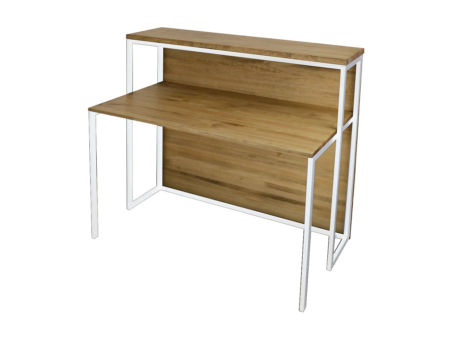 Comptoir Icub avec bureau Style industriel 120x62x110  Blanc – Vieilli