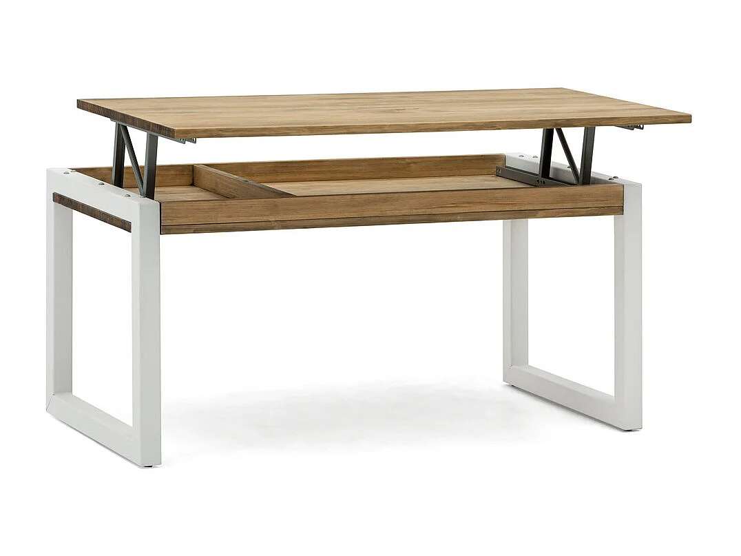 Table basse relevable iCub Strong ECO 50x120x49 cm 18mm Blanc-Vieilli