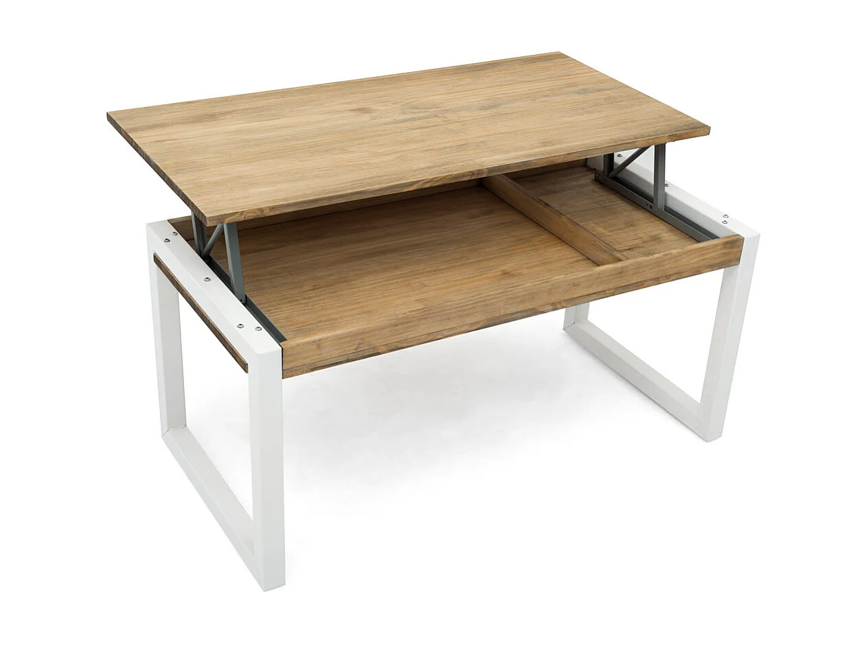 Table basse relevable iCub Strong ECO 50x120x49 cm 18mm Blanc-Vieilli