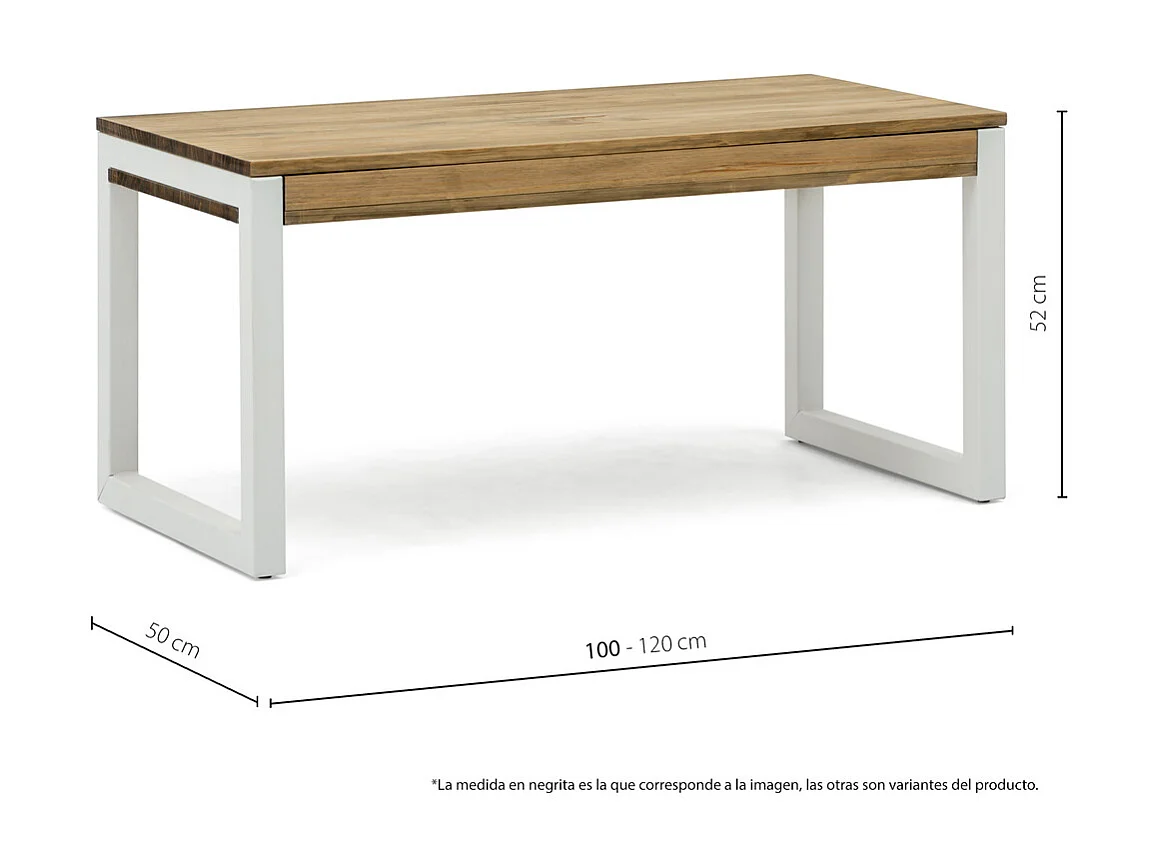 Table basse relevable iCub Strong ECO 50x120x49 cm 18mm Blanc-Vieilli
