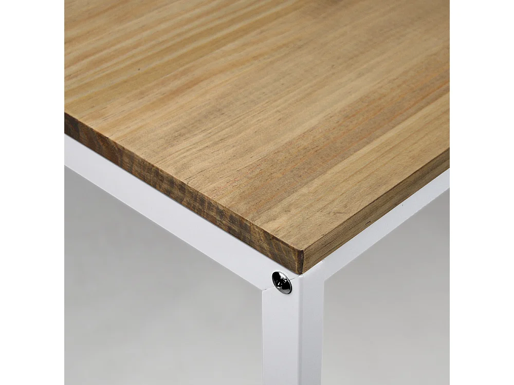 Mesita de Noche iCub 40x40x47cm Blanca en madera maciza de pino acabado vintage estilo industrial Box Furniture