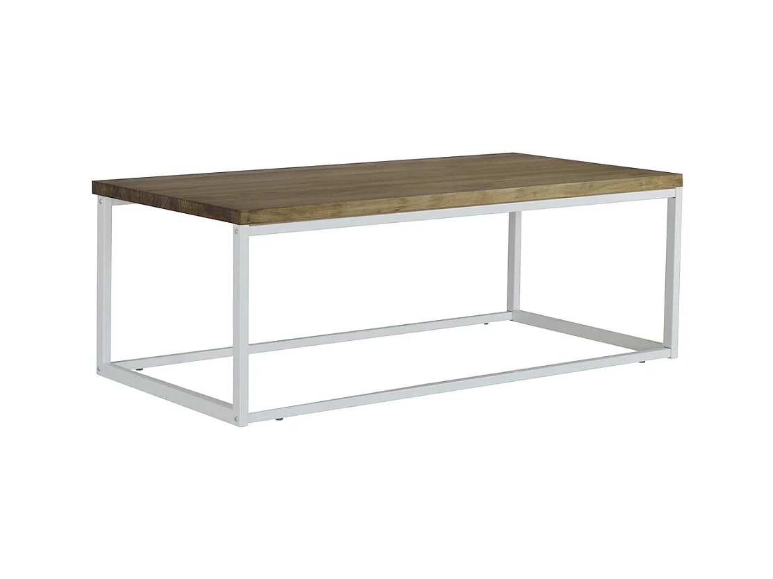 Table basse Icub U 60x120x42cm. 18mm. Blanc. Bois effect vintage