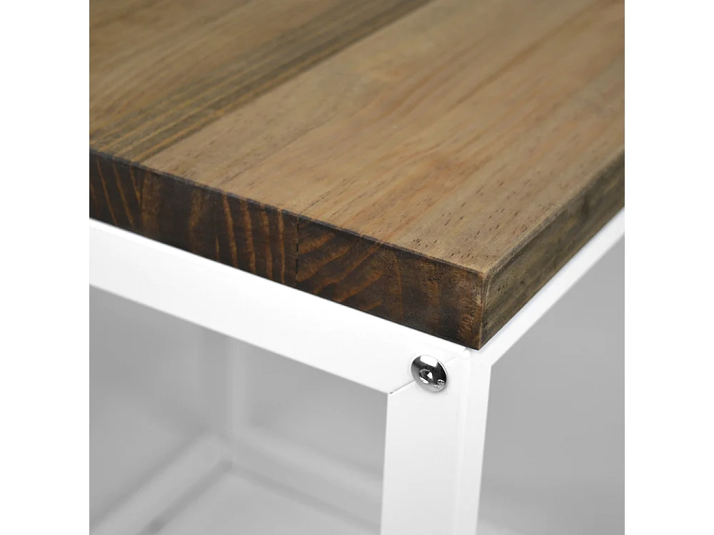 Mesa de cabeceira Icub. Estilo industrial vintage. 40X40x48 cm Branco