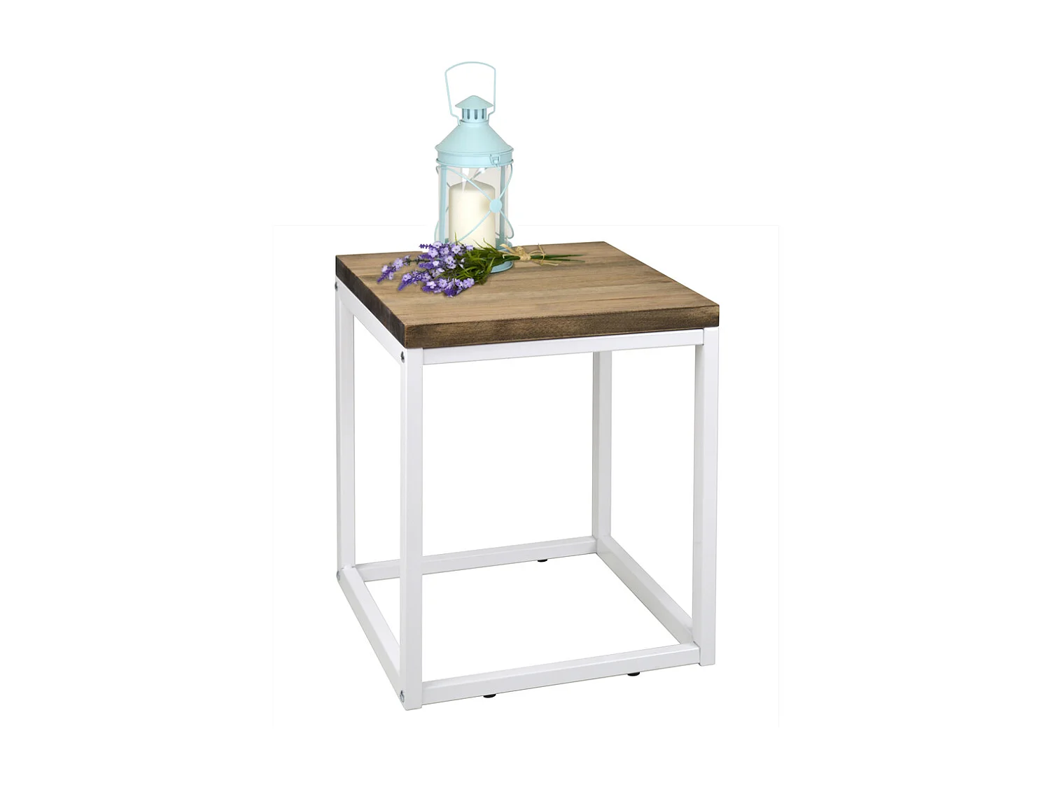 Mesa de cabeceira Icub. Estilo industrial vintage. 40X40x48 cm Branco