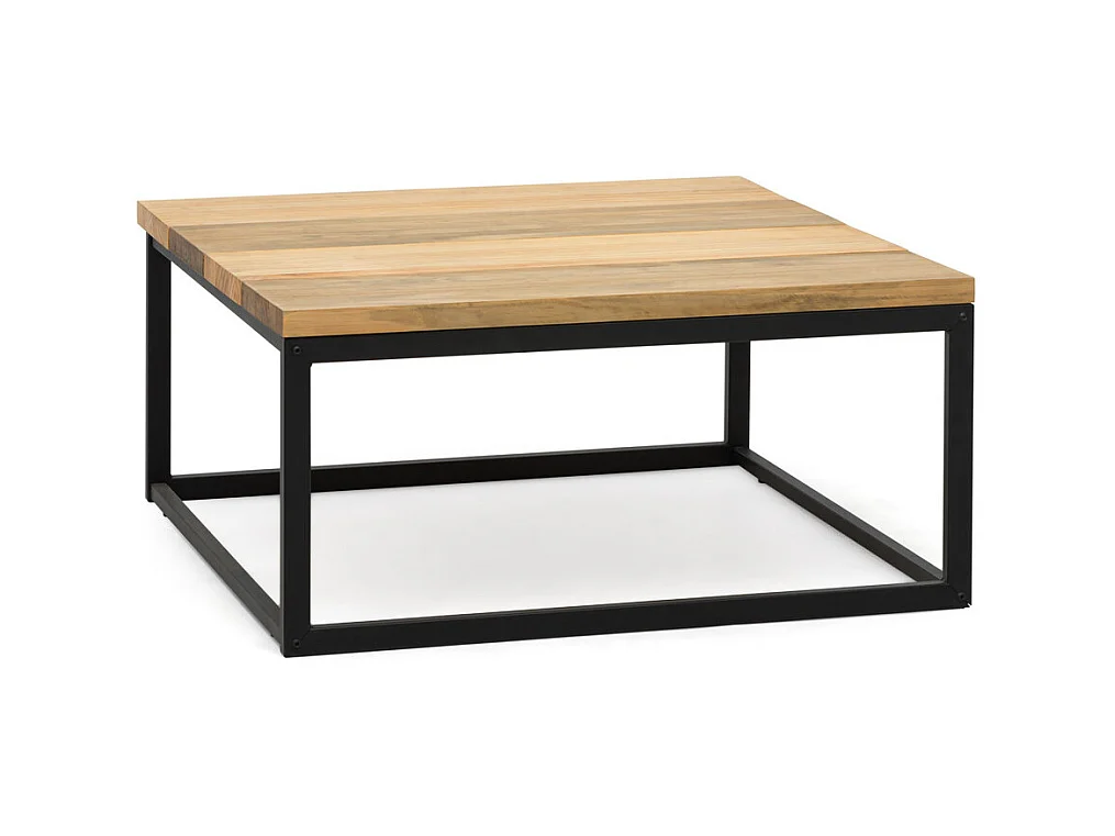 Mesa de Centro Preston Negra 80x80x38cm con tablero de madera maciza de piezas tricolor Box Furniture