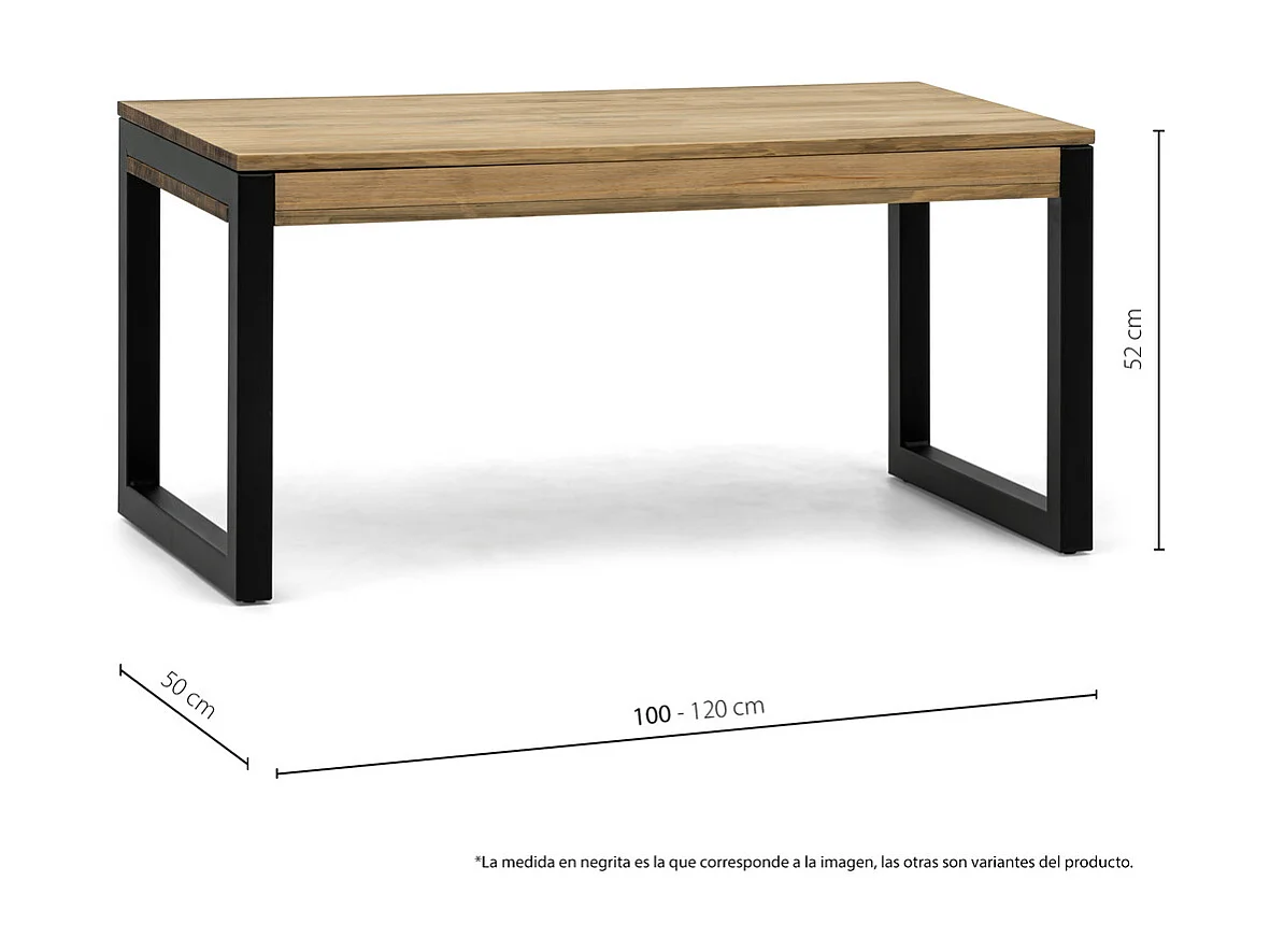 Table basse relevable iCub Strong ECO 50x100x49cm 18mm Noir-Vieilli