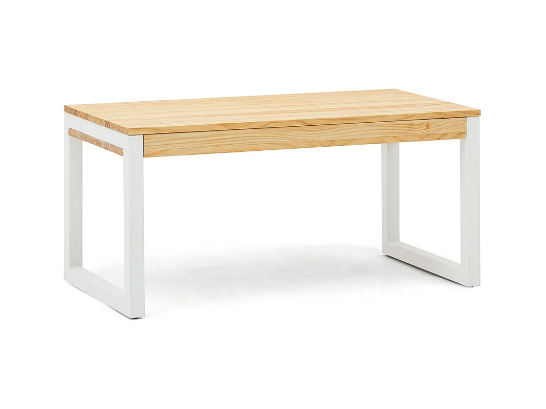 Mesa Elevable iCub 50x100x49cm tablero 18mm ECO Blanca en madera maciza acabado natural estilo nórdico industrial Box Furniture