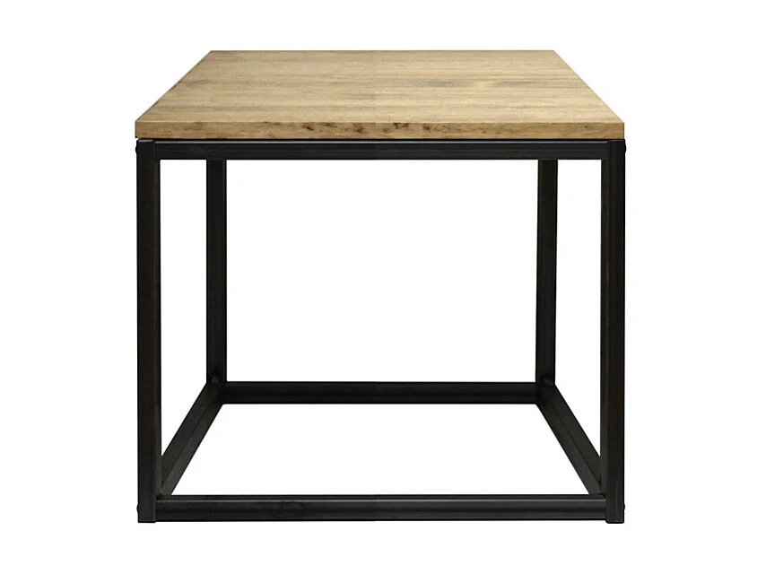 Mesita auxiliar iCub 40x40x45cm Negra en madera maciza de pino acabado vintage estilo industrial Box Furniture