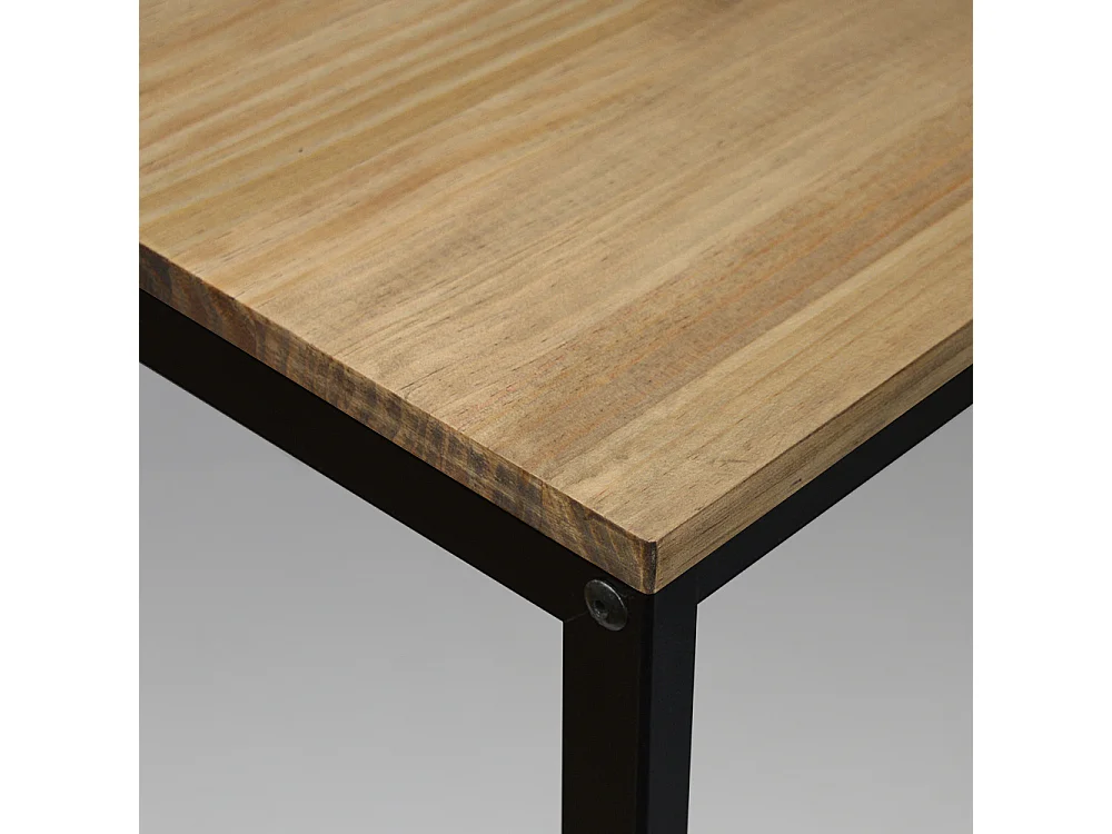 Mesita auxiliar iCub 40x40x45cm Negra en madera maciza de pino acabado vintage estilo industrial Box Furniture