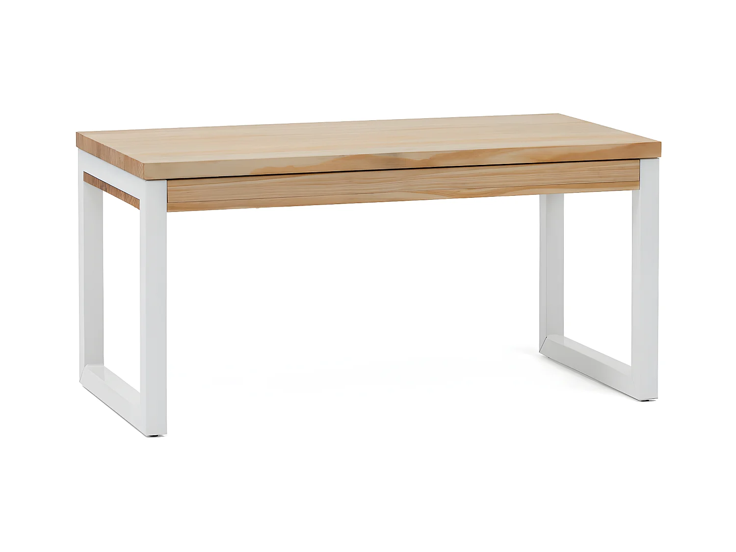 Mesa Elevable iCub Strong ECO 100x50x52cm Blanca en madera maciza de pino acabado natural estilo nórdico industrial Box Furniture