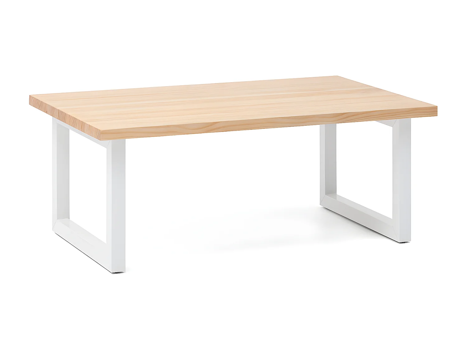 Mesa Centro iCub Strong ECO 140x60x43cm Blanca madera acabado natural estilo nórdico industrial Box Furniture