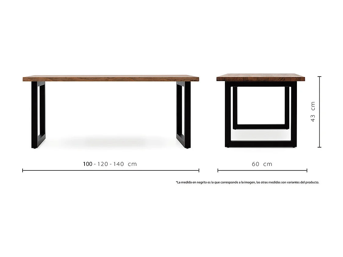 Table basse iCub Strong ECO 50x120x43 cm Noir Effect-Vintage