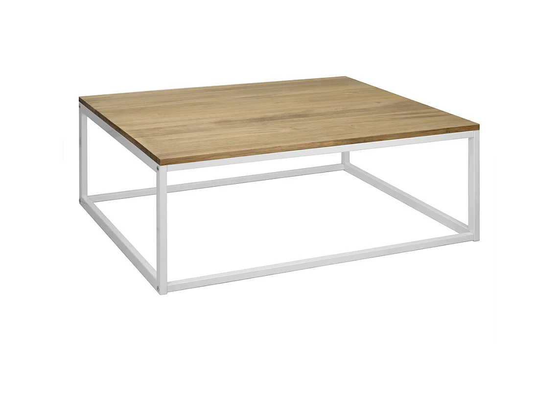Table basse Icub. Style industriel vintage  80x70x37 cm – Blanc