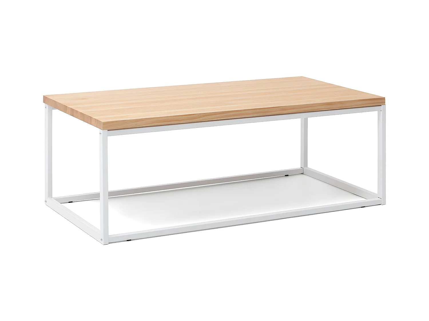 iCub U Big Wood Coffee Table 120x60x43cm Blanc en pin massif finition naturelle Style nordique Industriel Box Furniture