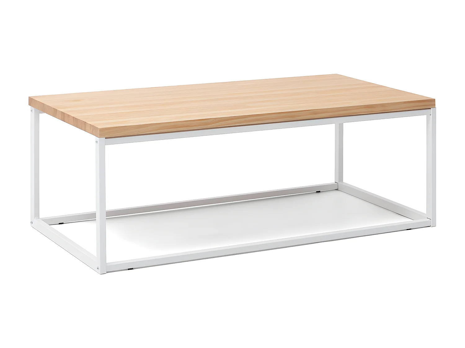 iCub U Big Wood Coffee Table 120x60x43cm Blanc en pin massif finition naturelle Style nordique Industriel Box Furniture