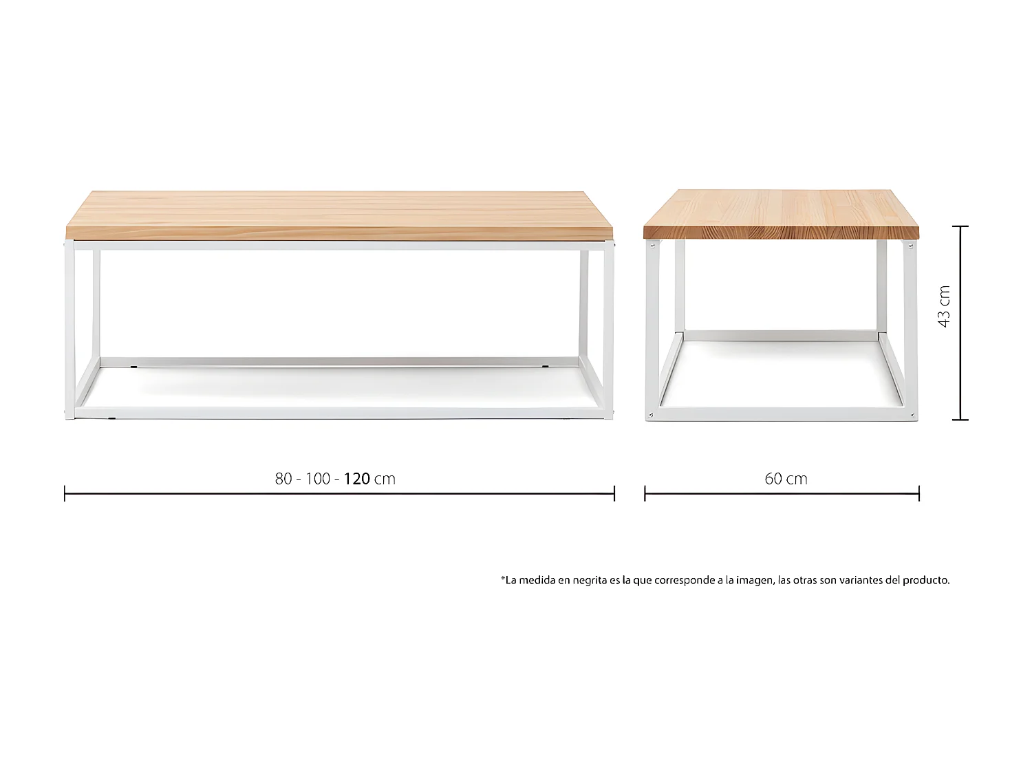 iCub U Big Wood Coffee Table 120x60x43cm Blanc en pin massif finition naturelle Style nordique Industriel Box Furniture