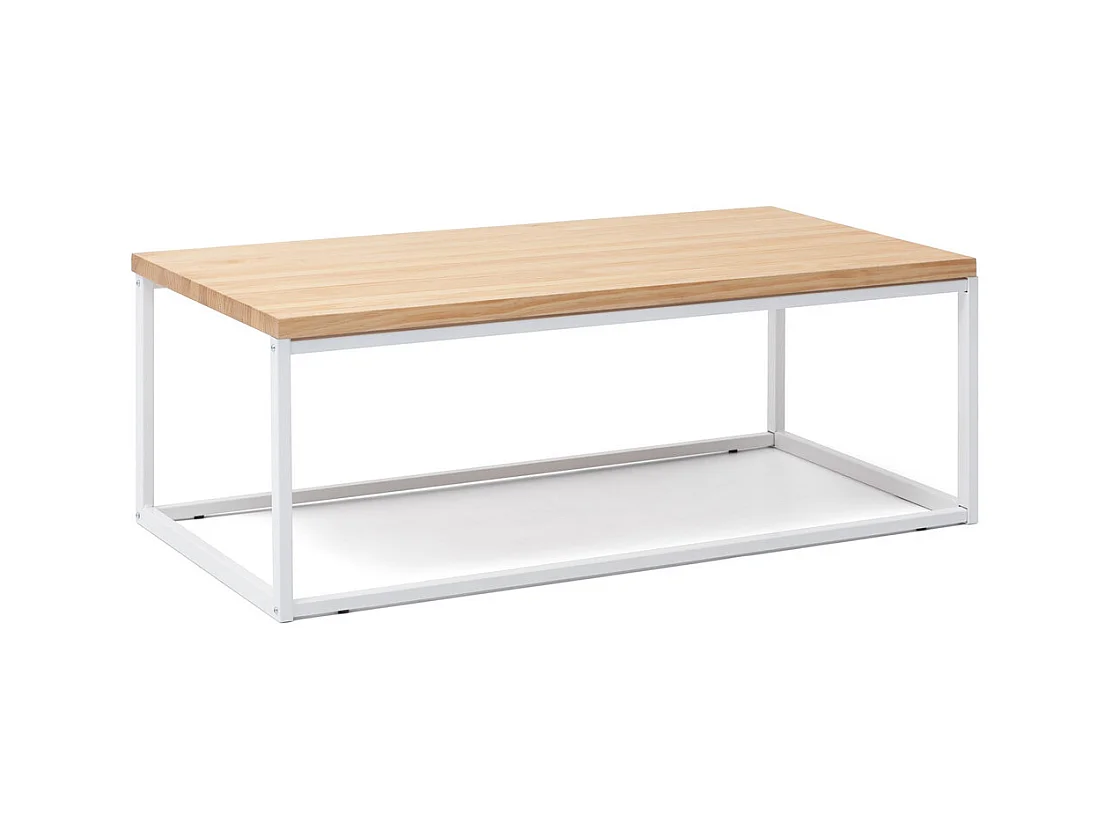 Table basse Icub U.  60x80x43 cm. Blanc-Naturel  Style Scandinave