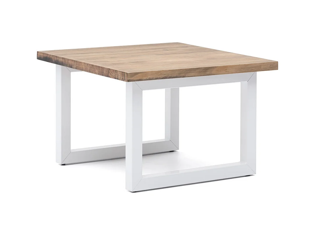 iCub Strong ECO 60x60x53 Table d'appoint en pin massif blanc avec finition style industriel vintage Box Furniture