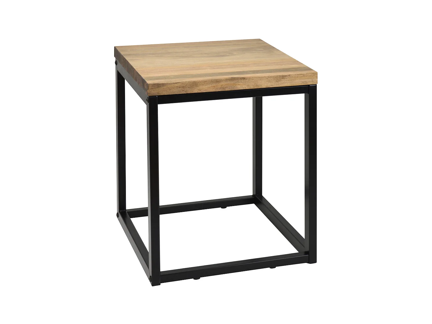 Mesa auxiliar iCub Big Wood 40x40x48cm Negra en madera maciza de pino acabado vintage estilo industrial Box Furniture