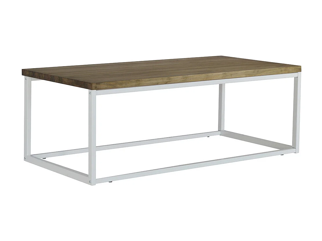 Table basse Icub U 60x80x42cm. 18mm. Blanc. Bois effect vintage