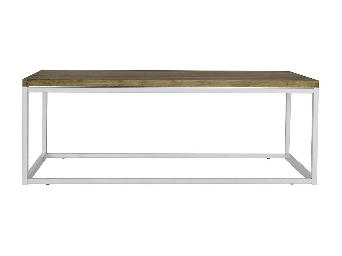 Table basse Icub U 60x80x42cm. 18mm. Blanc. Bois effect vintage