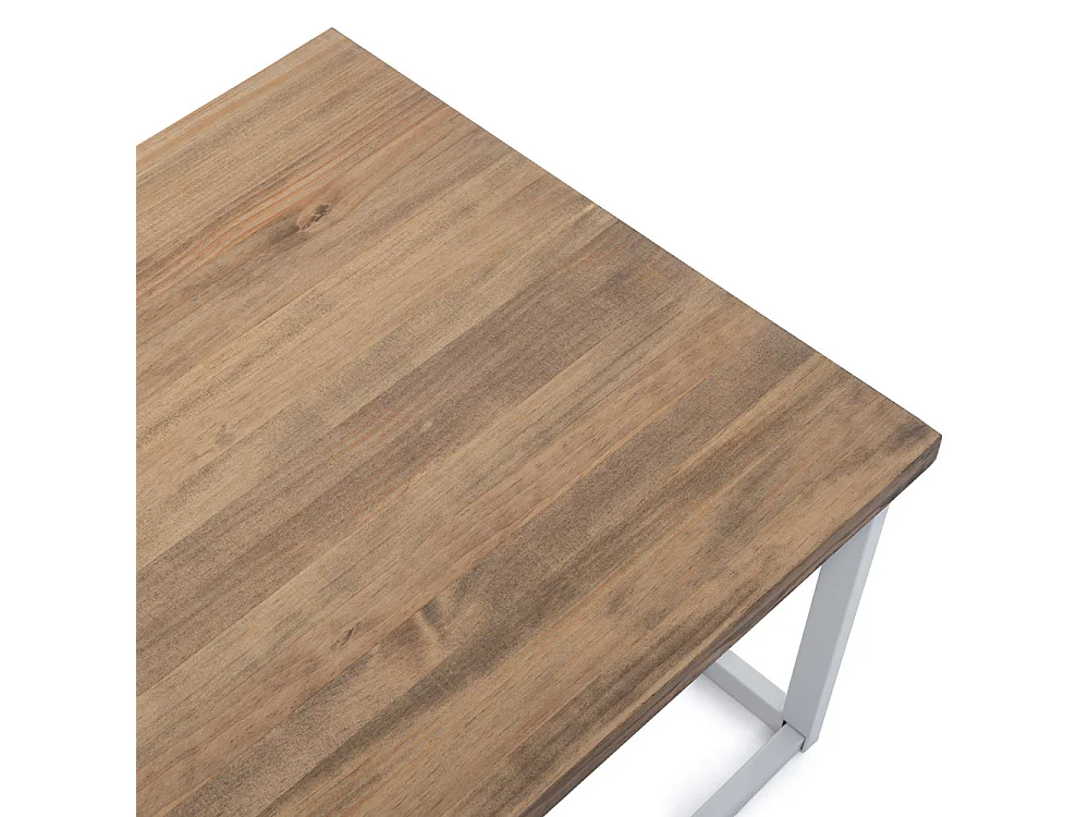 Table basse Icub U 60x80x42cm. 18mm. Blanc. Bois effect vintage