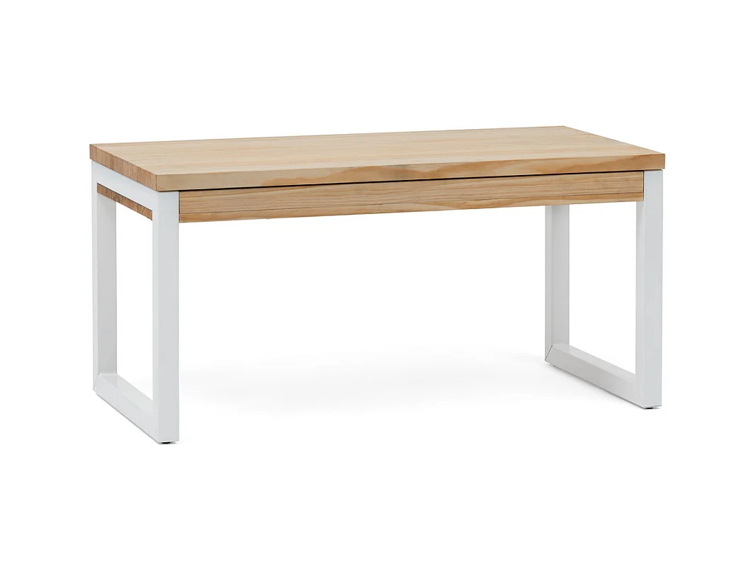 Mesa Elevable iCub Strong ECO 120x50x52cm Blanco en madera maciza de pino acabado natural estilo nórdico industrial Box Furniture