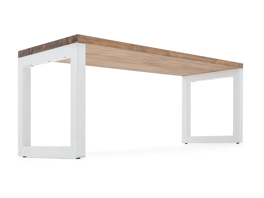 Banco iCub Strong ECO 100x40x45cm Blanco en madera maciza de pino acabado vintage estilo industrial Box Furniture