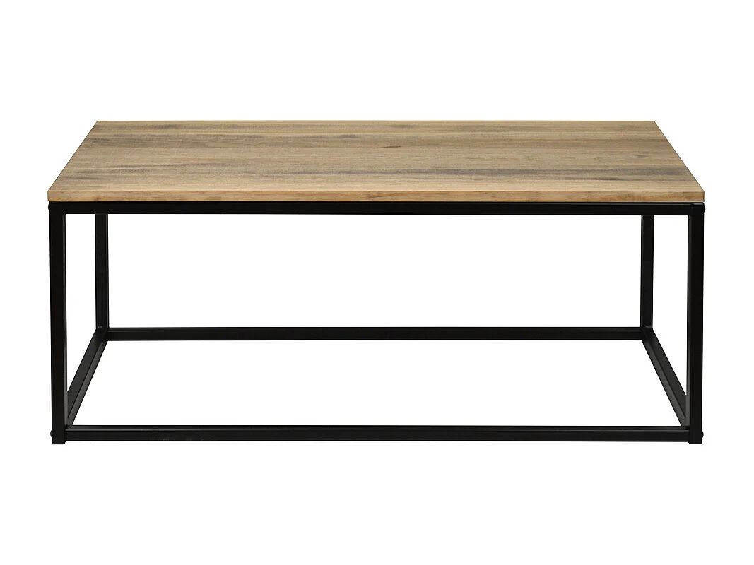 Sitzbank Icub   140X40x 45 cm. Schwarzes Metall, Massives Kiefernholz mit Antik-Effekt- Finish, Industriestil, Box Furniture