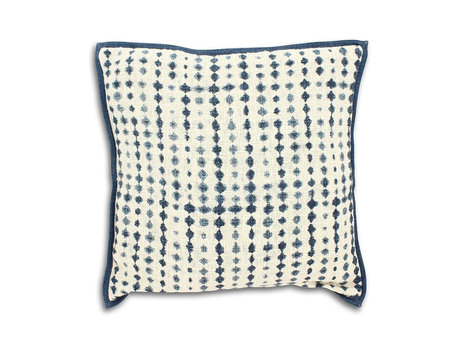 Now's Home - Coussin En Coton Imprime Bleu Mer Passepoil Bleu 45x45cm Galo