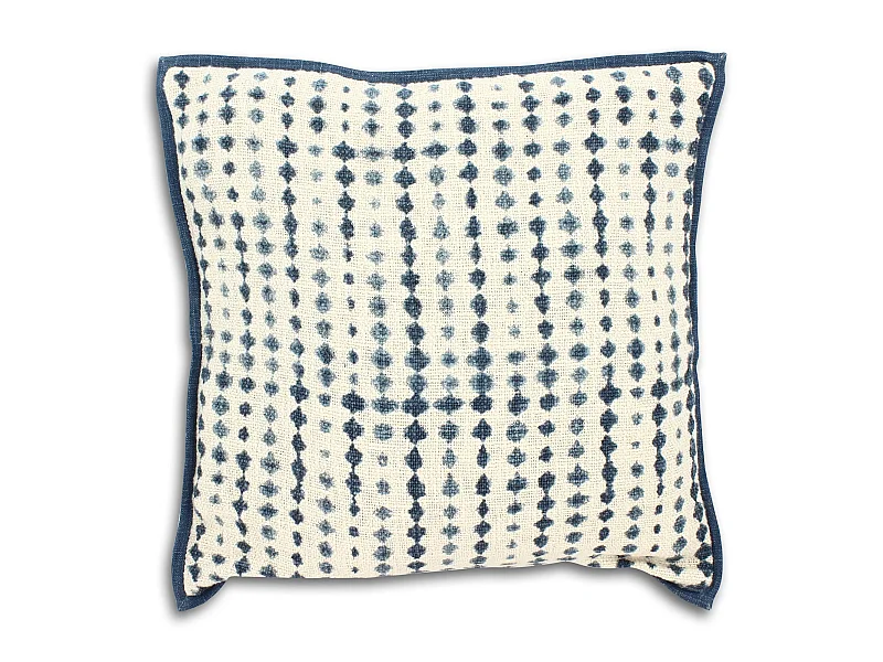 Now's Home - Coussin En Coton Imprime Bleu Mer Passepoil Bleu 45x45cm Galo