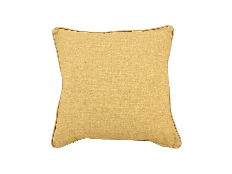 Now's Home - Coussin Carre En Lin Coloris Jaune Moutarde 40x40cm Nyl