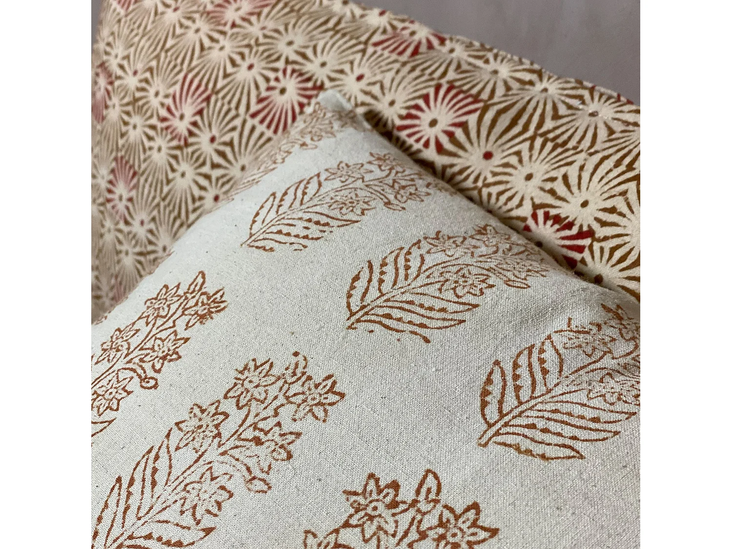 Now's Home - Coussin En Coton Imprime Beige Avec Motifs 40x40cm Adyar