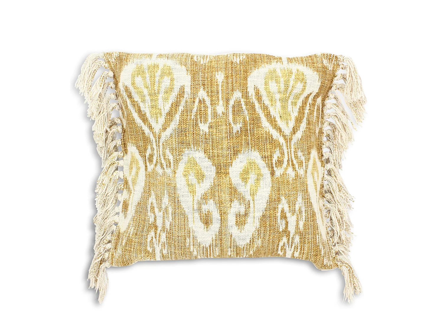 Now's Home - Coussin En Coton Tisse Jaune Mimosa  Frange 45x45cm Itarema