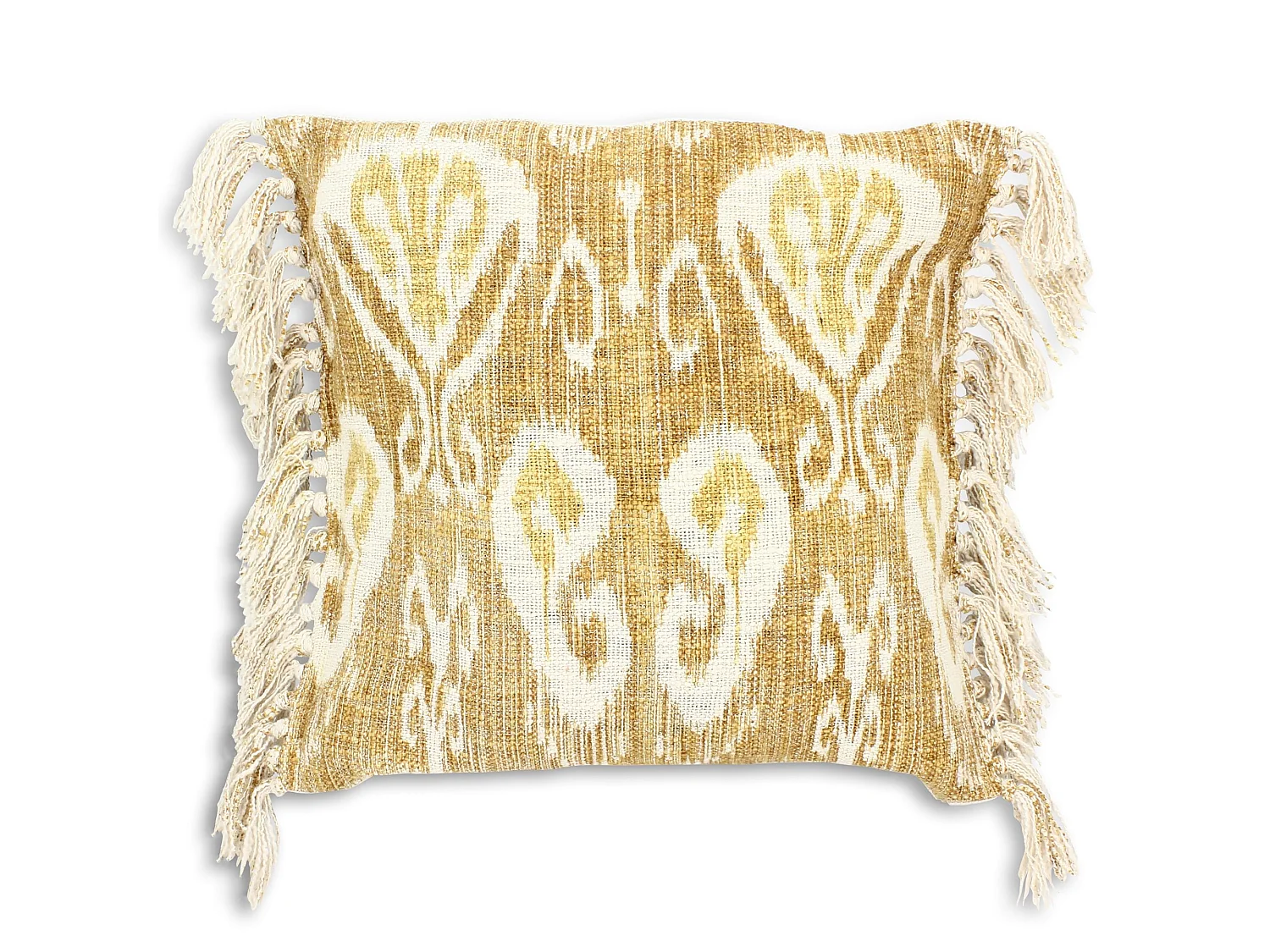 Now's Home - Coussin En Coton Tisse Jaune Mimosa  Frange 45x45cm Itarema