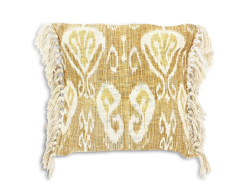 Now's Home - Coussin En Coton Tisse Jaune Mimosa  Frange 45x45cm Itarema