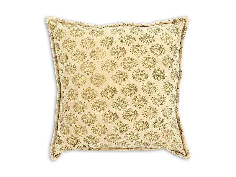 Now's Home - Coussin En Velours Vintage Beige Avec Imprime 45x45cm Dori