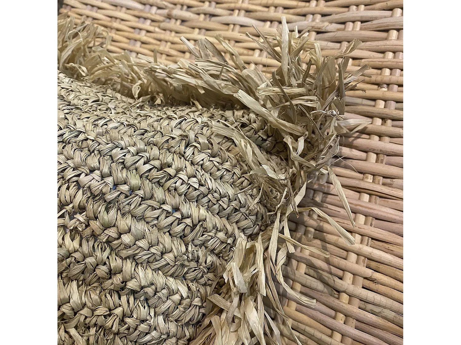 Now's Home - Coussin Carre En Raphia Naturel Avec Franges 40x40x17cm Syros