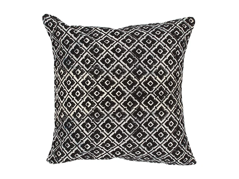 Now's Home - Coussin En Coton Imprime Bleu Et Noir 4 Pompons 45x45 Cm Wild