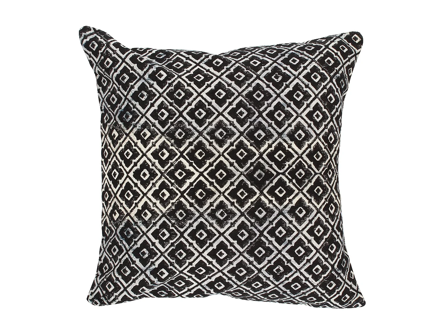 Now's Home - Coussin En Coton Imprime Bleu Et Noir 4 Pompons 45x45 Cm Wild