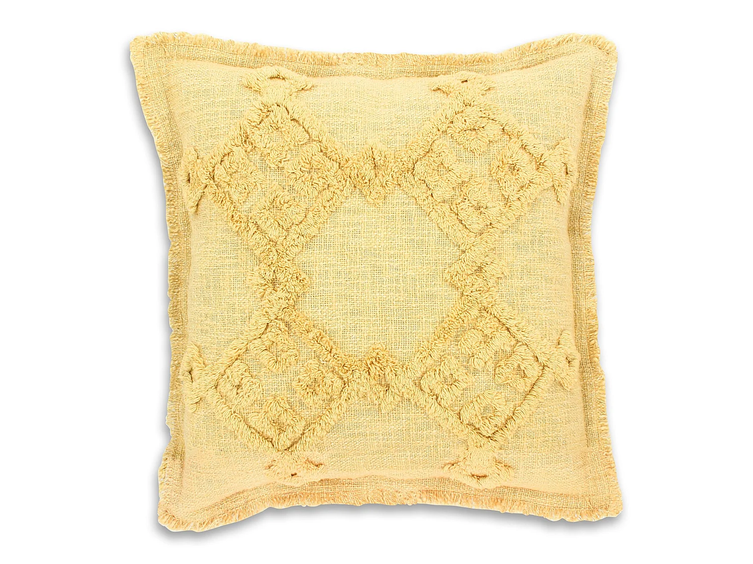 Now's Home - Coussin En Coton Tisse Frange Jaune Mimosa 45x45cm Candido