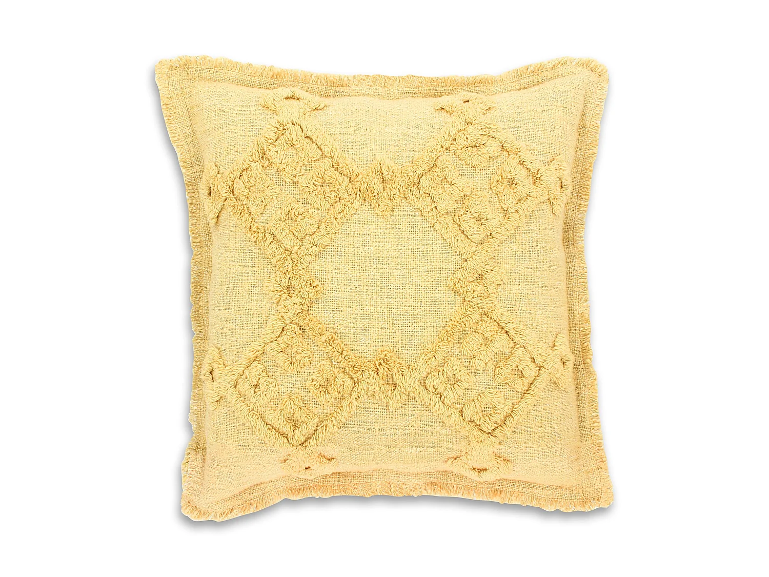 Now's Home - Coussin En Coton Tisse Frange Jaune Mimosa 45x45cm Candido